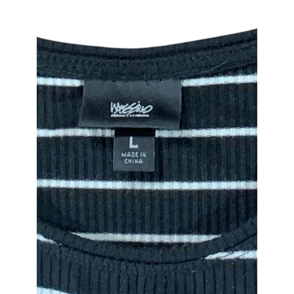 Mossimo Womens Black White Striped Ribbed Sleeveless Midi Dress Size L - Picture 4 of 5